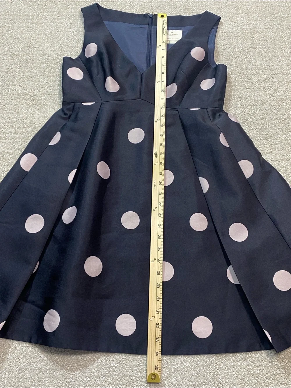 kate spade Black Midi Dress with Pink Polka Dots Size 8